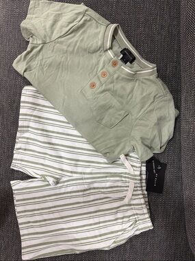 Perry Ellis Light Olive Henley Tee